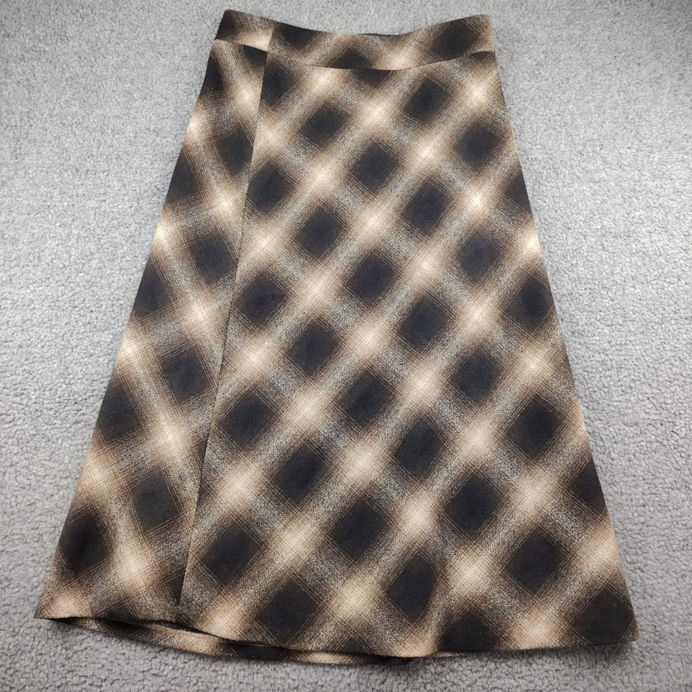 Eddie Bauer Skirt Wool Shadow Plaid Blend A Line Maxi Skirt Size 8 Career Office